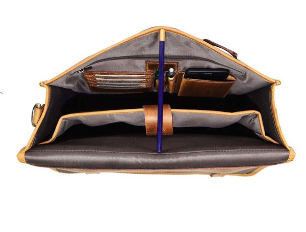 Fresno Leather Portfolio Bag - Caramel Brown. - Gifts for You 'n Me