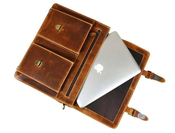 Cavendish Leather Office Bag - Caramel Brown - Gifts for You 'n Me