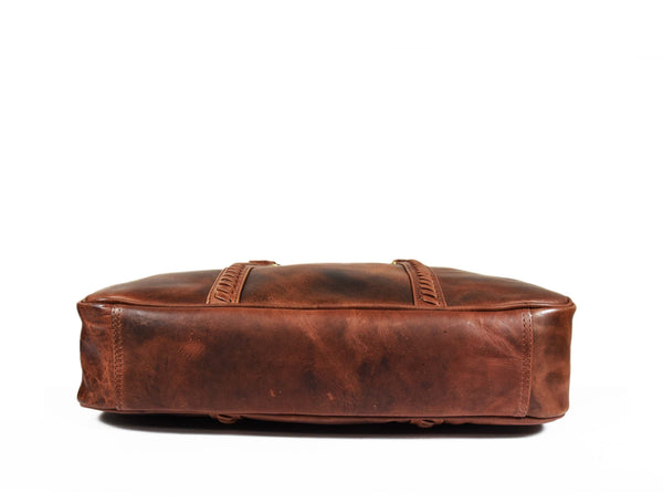 Fairfield Leather Briefcase - Walnut Brown