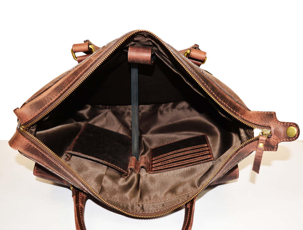 Berkeley Leather Portfolio Bag - Walnut Brown - Gifts for You 'n Me