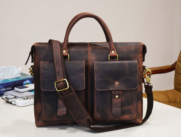 Berkeley Leather Portfolio Bag - Walnut Brown - Gifts for You 'n Me
