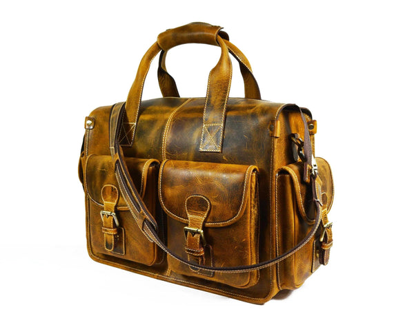 Antioch Leather Portfolio Bag - Caramel Brown - Gifts for You 'n Me