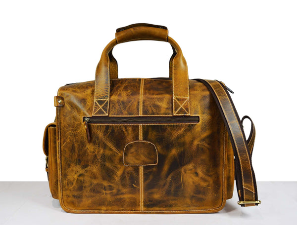 Antioch Leather Portfolio Bag - Caramel Brown - Gifts for You 'n Me