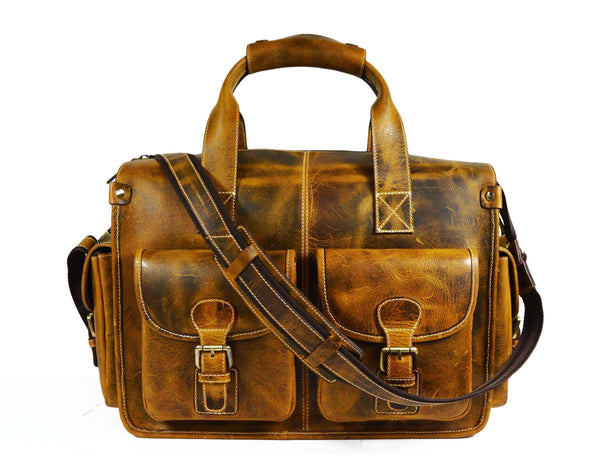 Antioch Leather Portfolio Bag - Caramel Brown - Gifts for You 'n Me