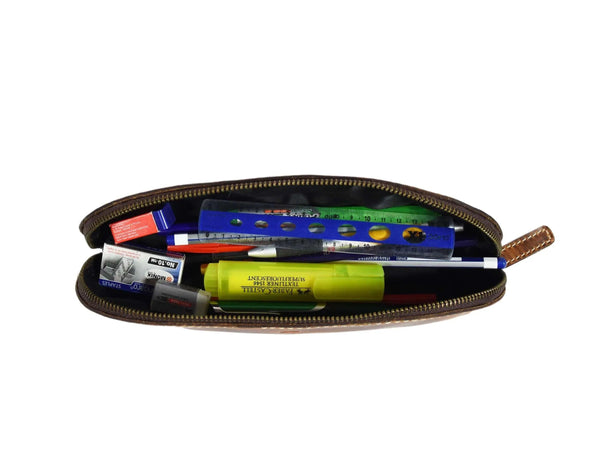 Vintage Leather Pencil Case - Stationery Pouch - Gifts for You 'n Me