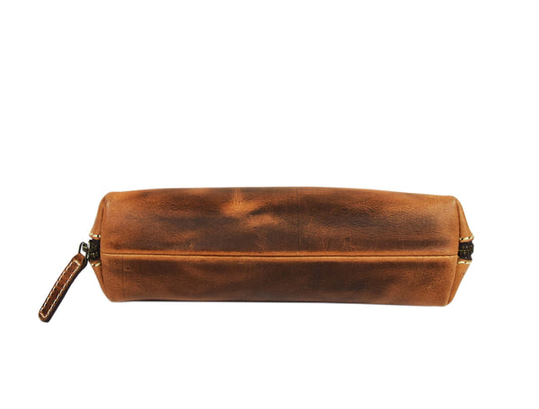 Vintage Leather Pencil Case - Stationery Pouch