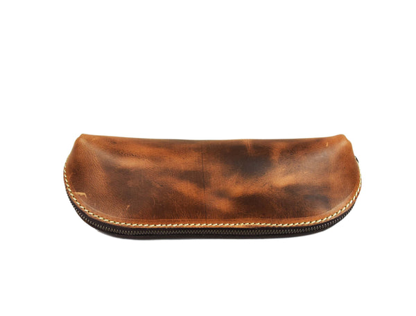 Vintage Leather Pencil Case - Stationery Pouch