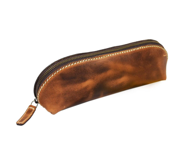 Vintage Leather Pencil Case - Stationery Pouch - Gifts for You 'n Me