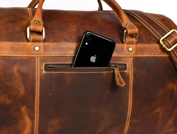 Souris Leather Travel Bag - Caramel Brown - Gifts for You 'n Me