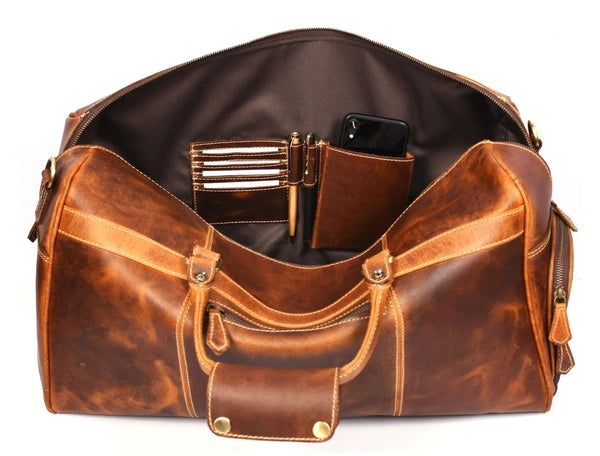 Souris Leather Travel Bag - Caramel Brown - Gifts for You 'n Me