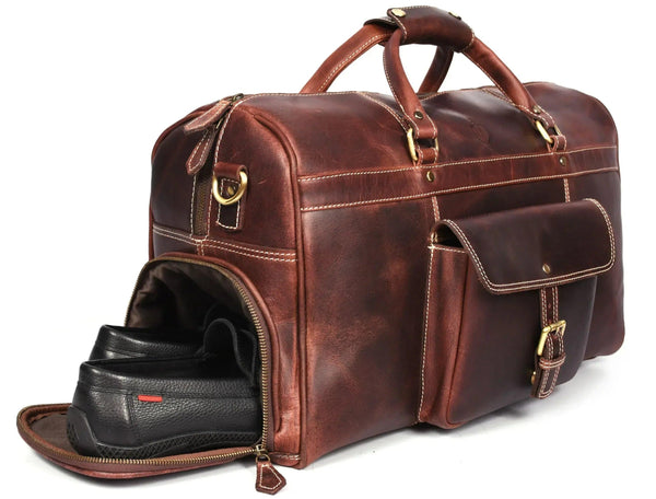 Dorval Leather Travel Bag - Walnut Brown - Gifts for You 'n Me