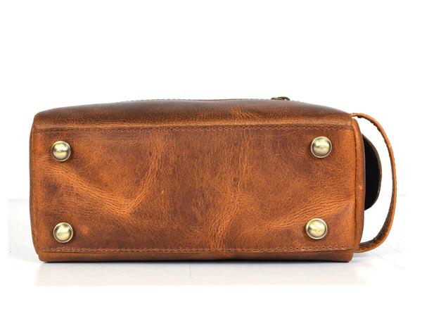 Winston Leather Toiletry Bag - Caramel Brown - Gifts for You 'n Me