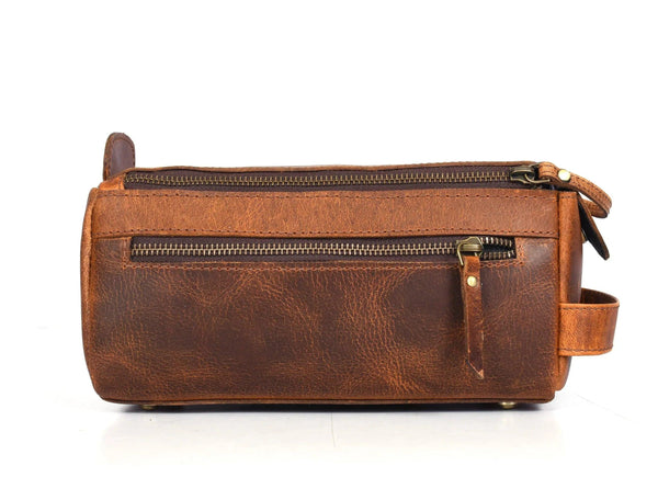 Winston Leather Toiletry Bag - Caramel Brown - Gifts for You 'n Me