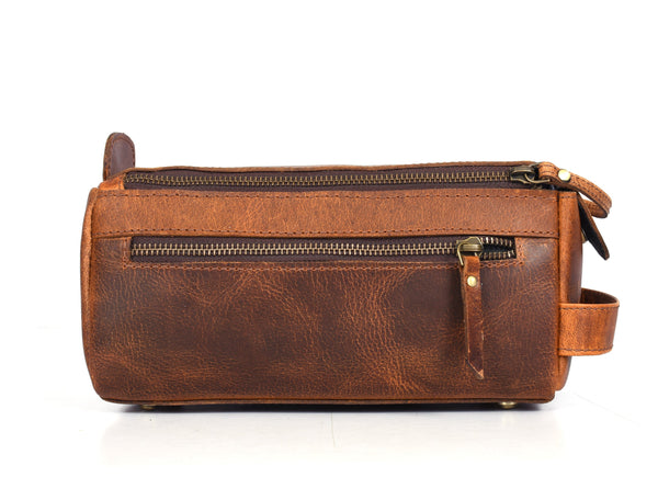 Winston Leather Toiletry Bag -  Caramel Brown