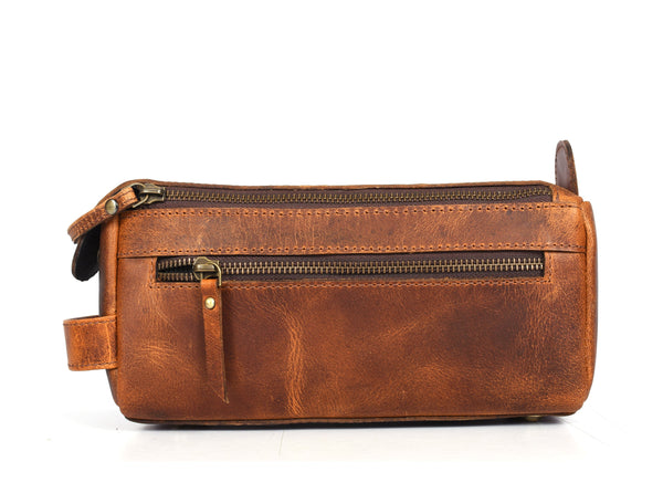 Winston Leather Toiletry Bag -  Caramel Brown