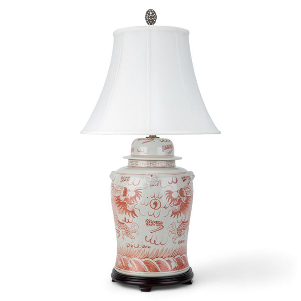 LIDDED JAR LAMP- LIGHT RED DRAGON (SHADE: 108-17-BE)