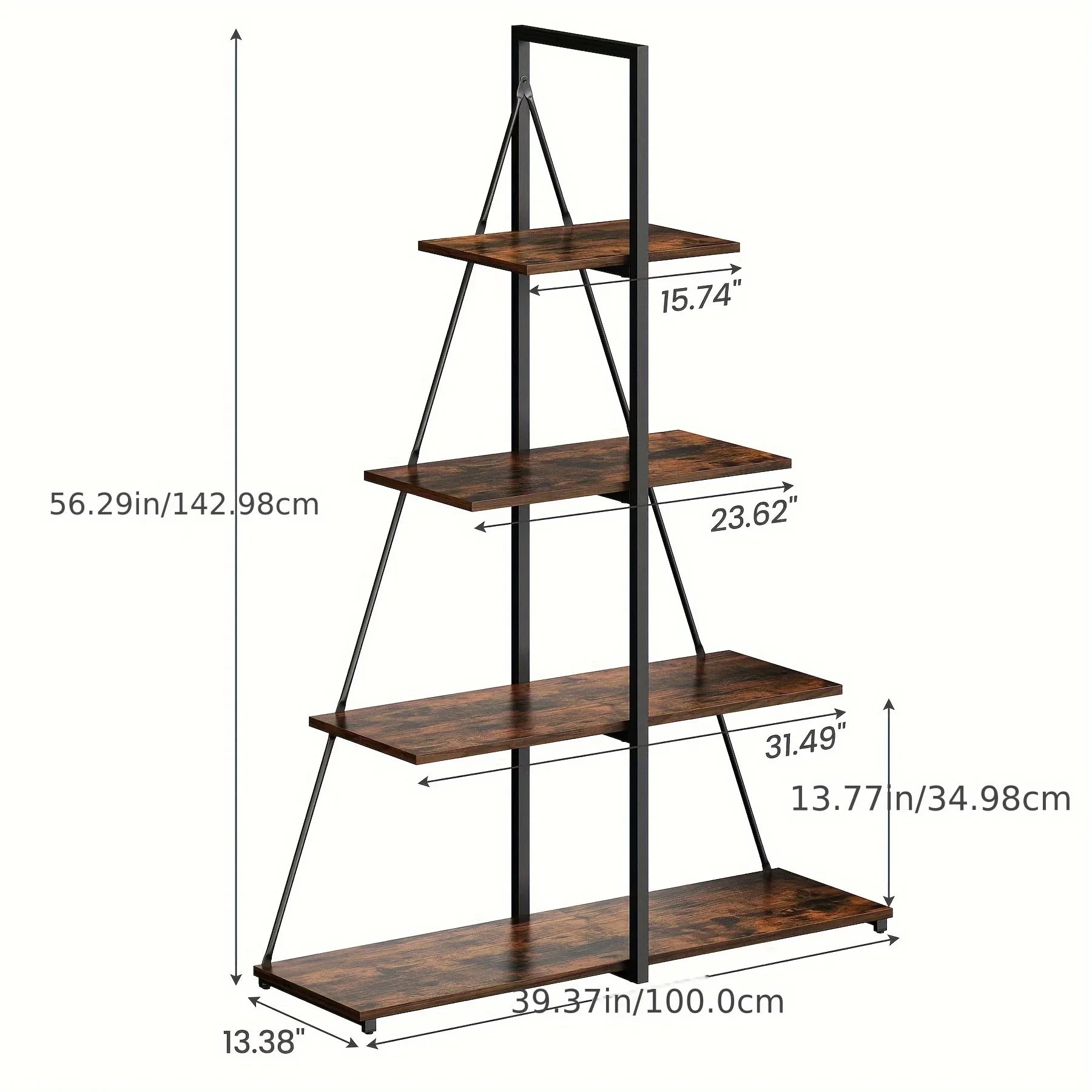 LIZHOUMIL 4-Tier Modern Boat-Shaped Bookshelf - Space-Saving Narrow Wooden & Metal Storage Shelf Organizer with Sturdy PB Board, Black Home Decor for Living Room, Bedroom, Office, Bookshelf Furniture, Bedroom Bookshelf, Conte