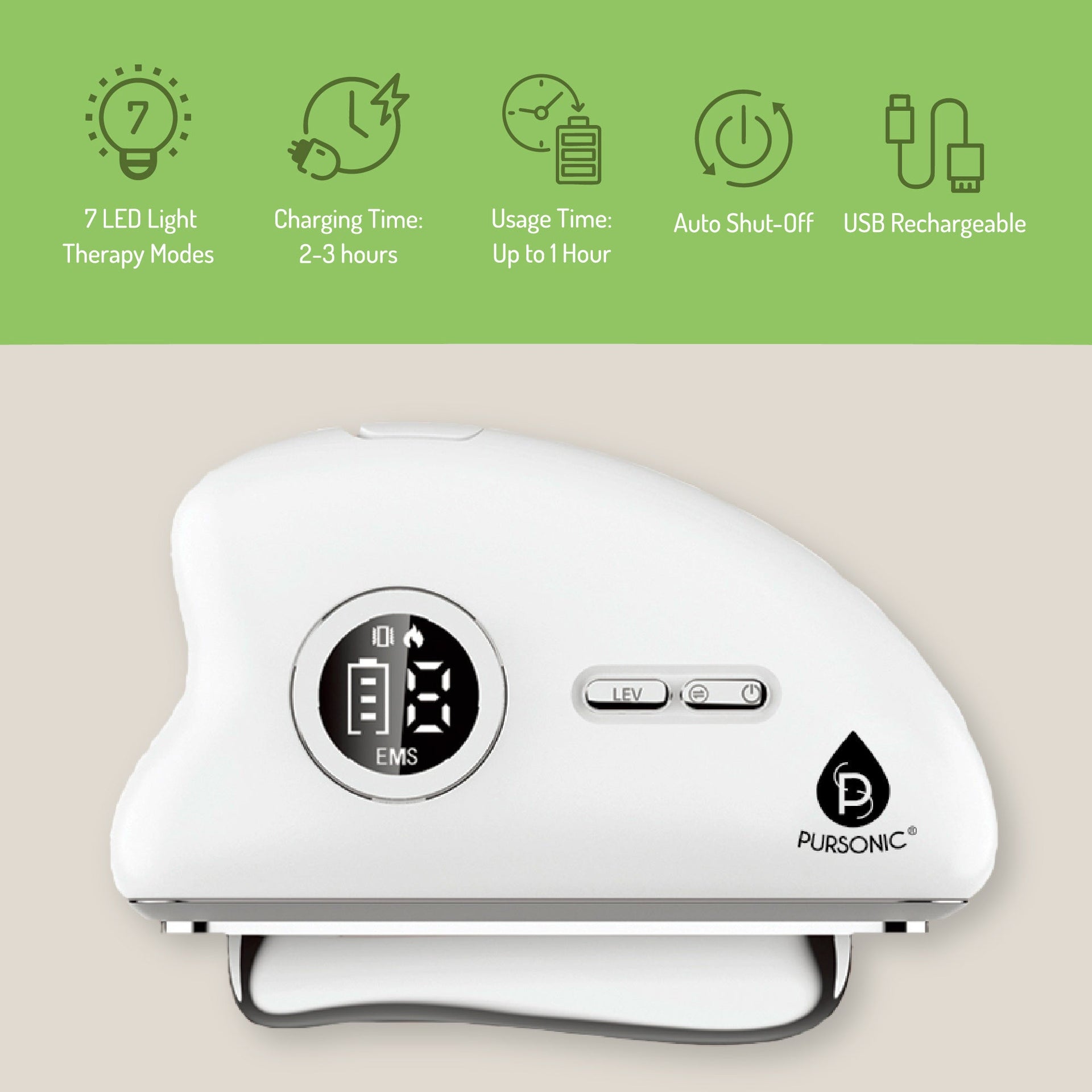 Pursonic Radiance Duo: 7-in-1 LED Light Therapy Beauty Face & Body Wands (2-Pack)