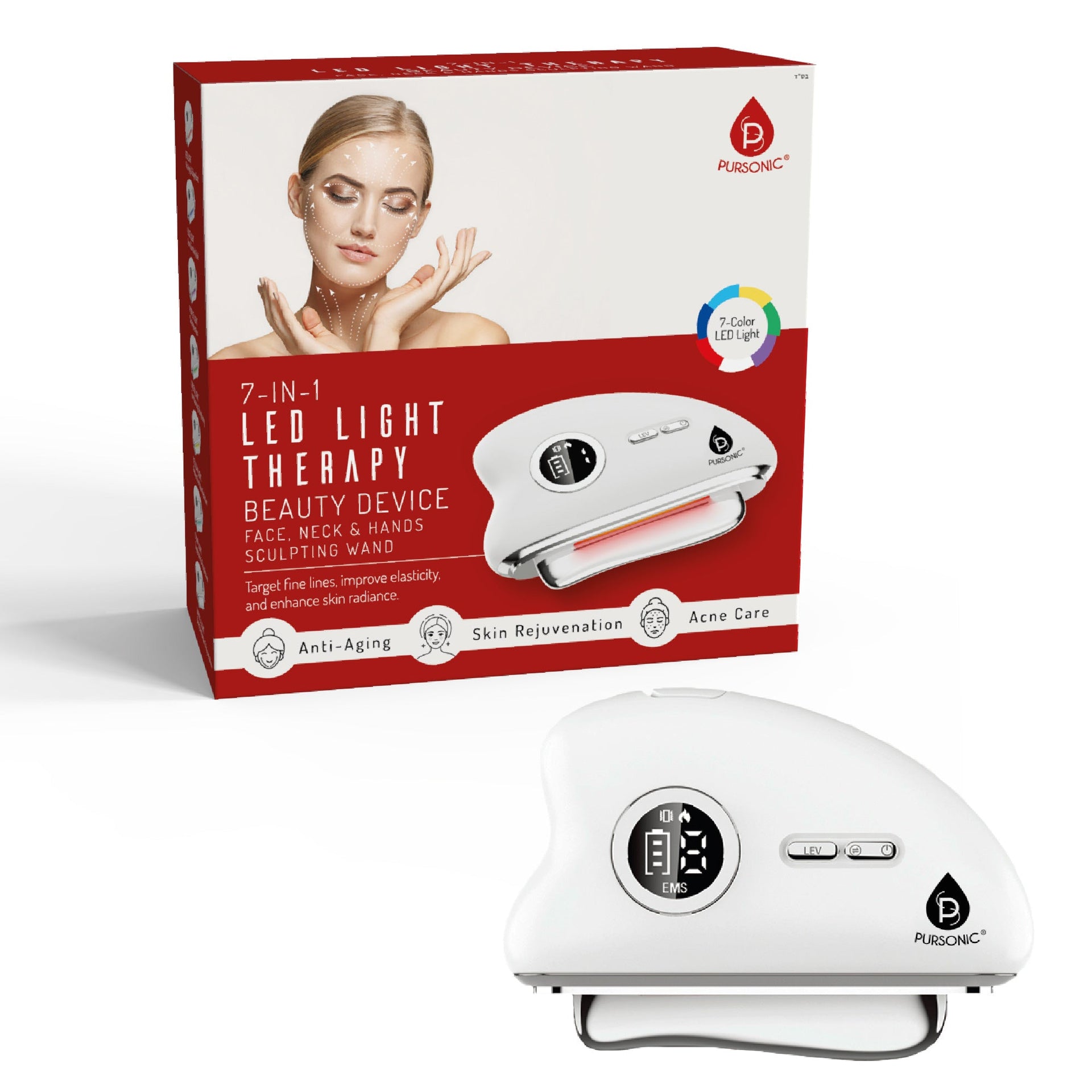 Pursonic 7-in-1 LED Light Therapy Beauty Wand