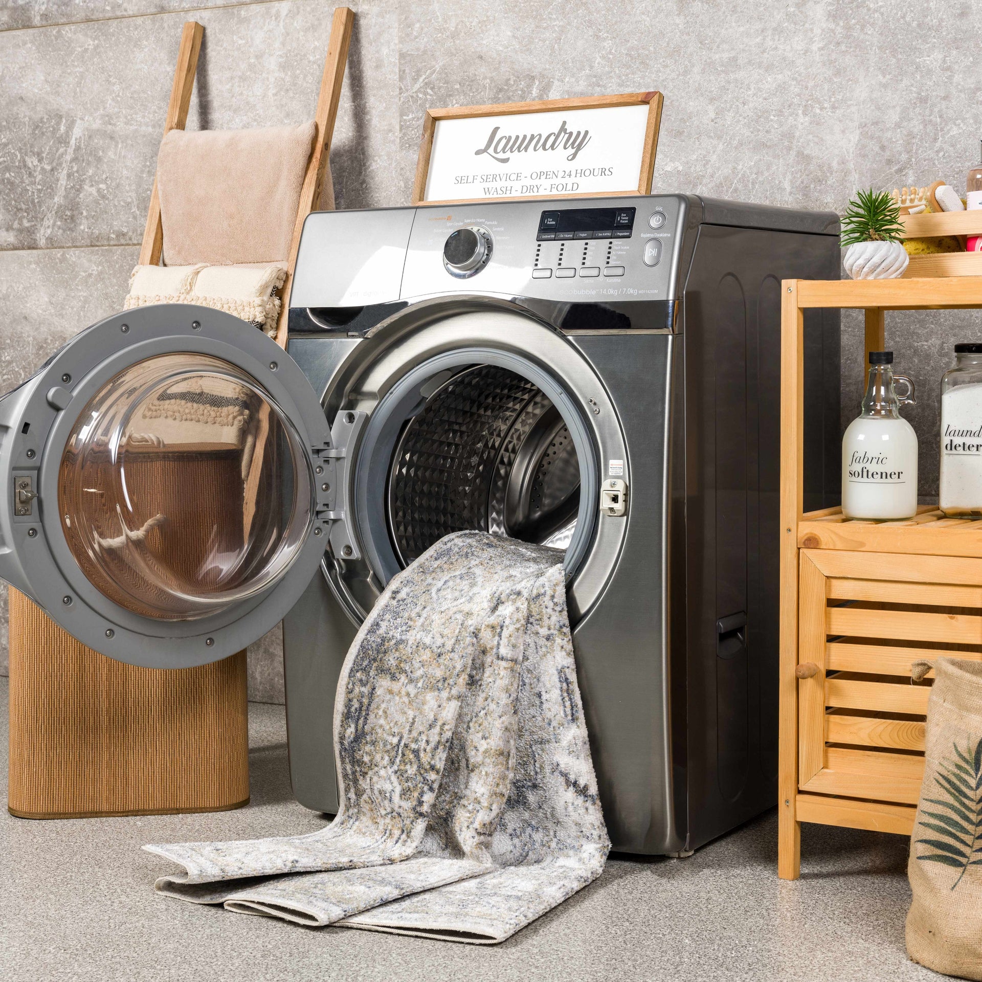 Hera Olive Boutique Washable Rug