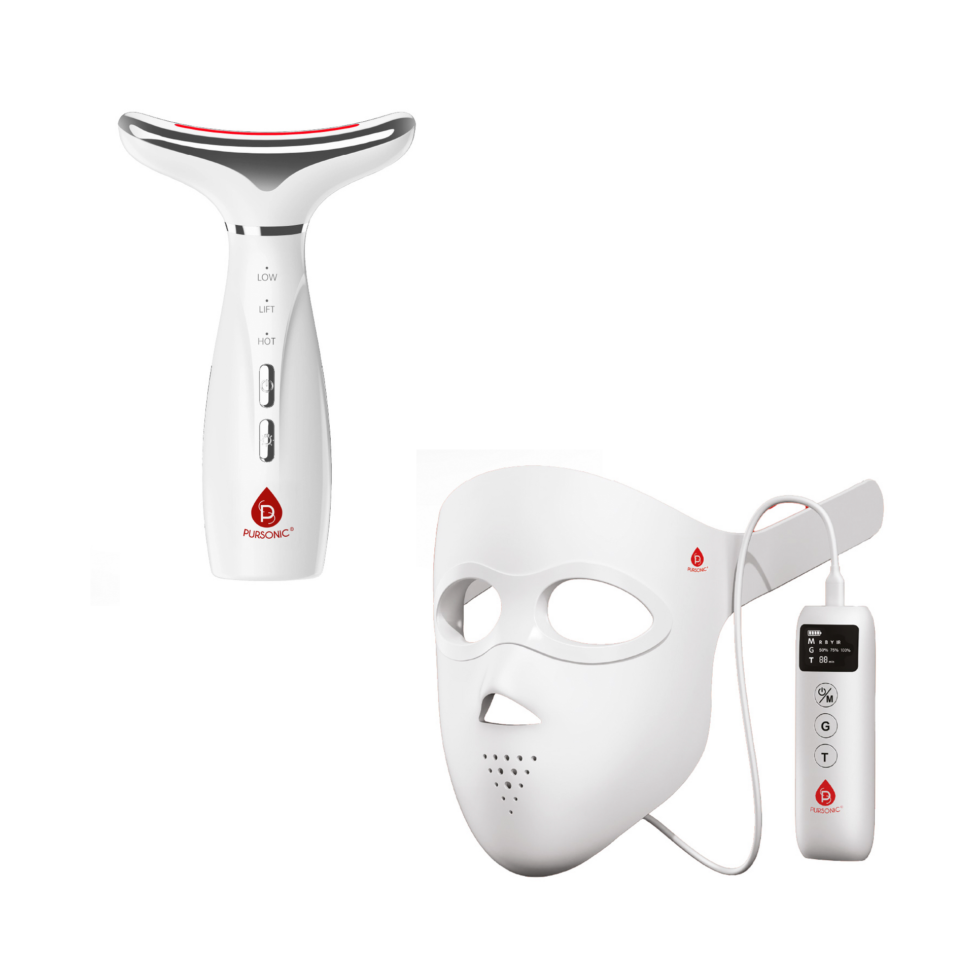 Glow & Lift Set: 3D LED Therapy Mask & 7-in-1 Face & Neck Beauty Device
