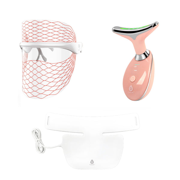 Pursonic 7-in-1 LED Light Therapy Face Mask, Sculpting Wand, and Neckplate
