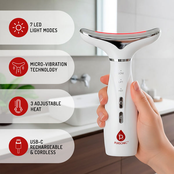 7-in-1 LED Therapy Device for Face & Neck + 3-in-1 Facial Cleansing System
