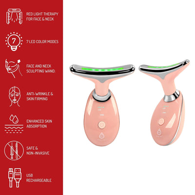 Pursonic 7-in-1 LED Light Therapy Beauty Device - Red Light Therapy Face & Neck Sculpting Wand