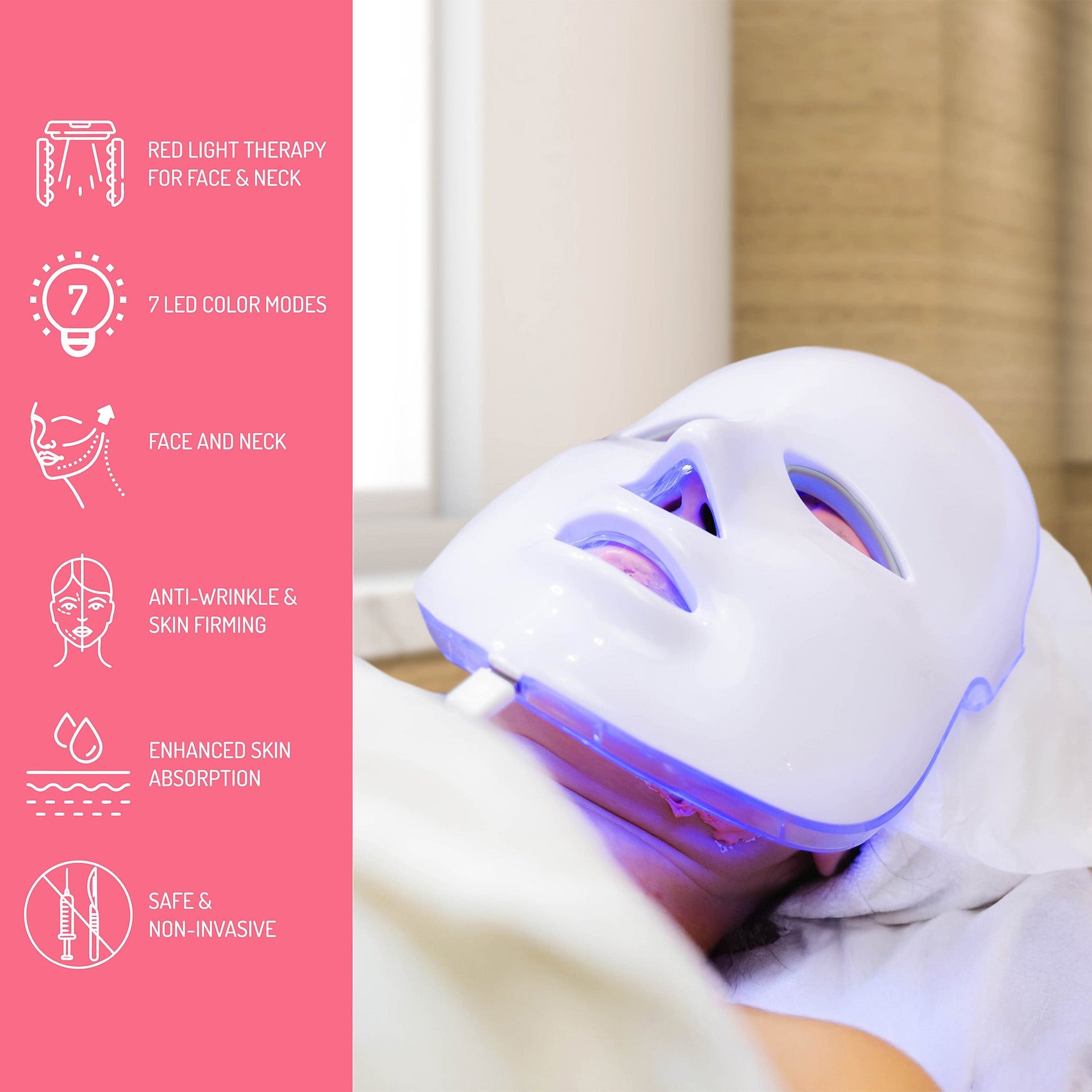 7-Color Facial Therapy Mask + 3-in-1 LED Scalp & Hair Treatment Brush