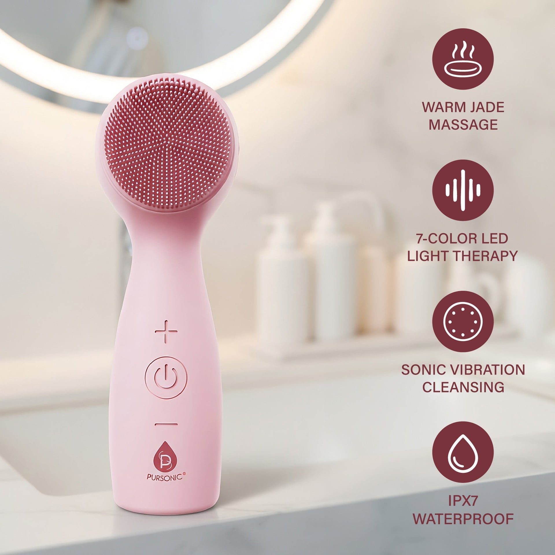 5-in-1 Skin Roller Massager With LED Light Therapy & 3-in-1 Facial Cleansing Device with 7 Color LED Light Therapy