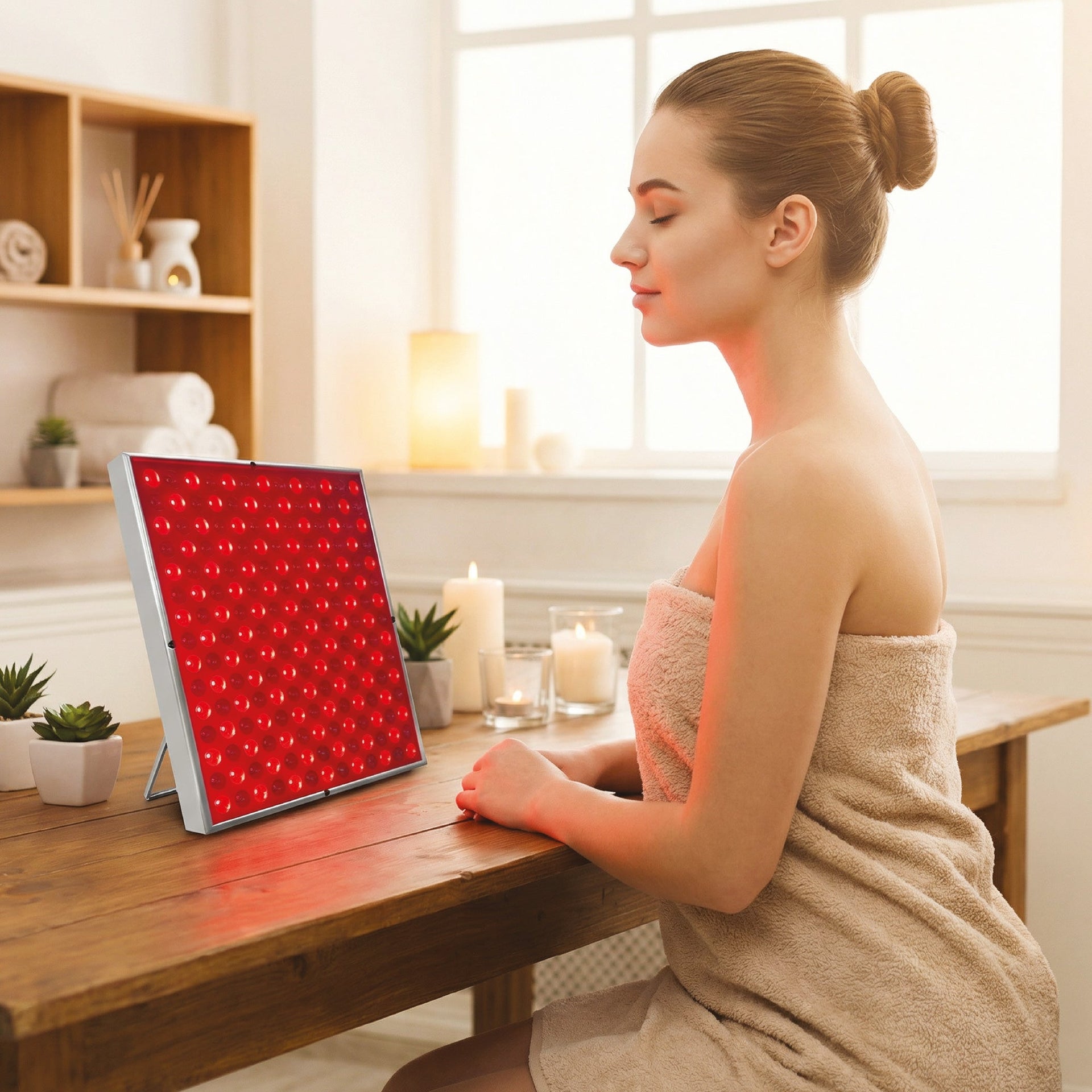 5-in-1 LED Light Therapy Skin Roller Massager & LED Red Light Therapy Panel