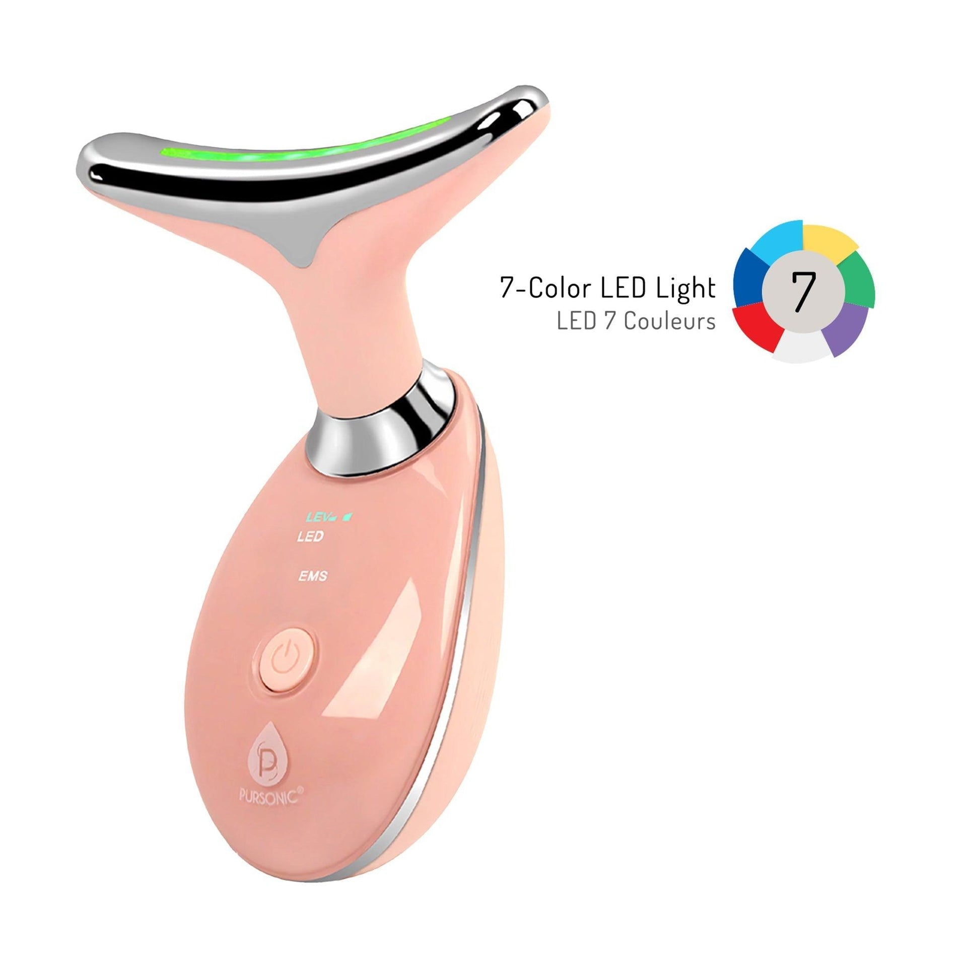 Pursonic 7-in-1 LED Light Therapy Beauty Device - Red Light Therapy Face & Neck Sculpting Wand Pursonic