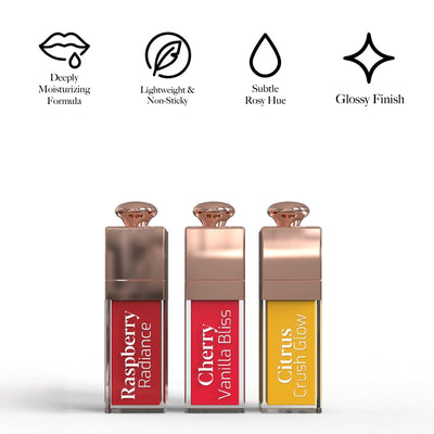 Pursonic Nourishing Lip Oil Set – 3-Flavors of Moisturizing Shine