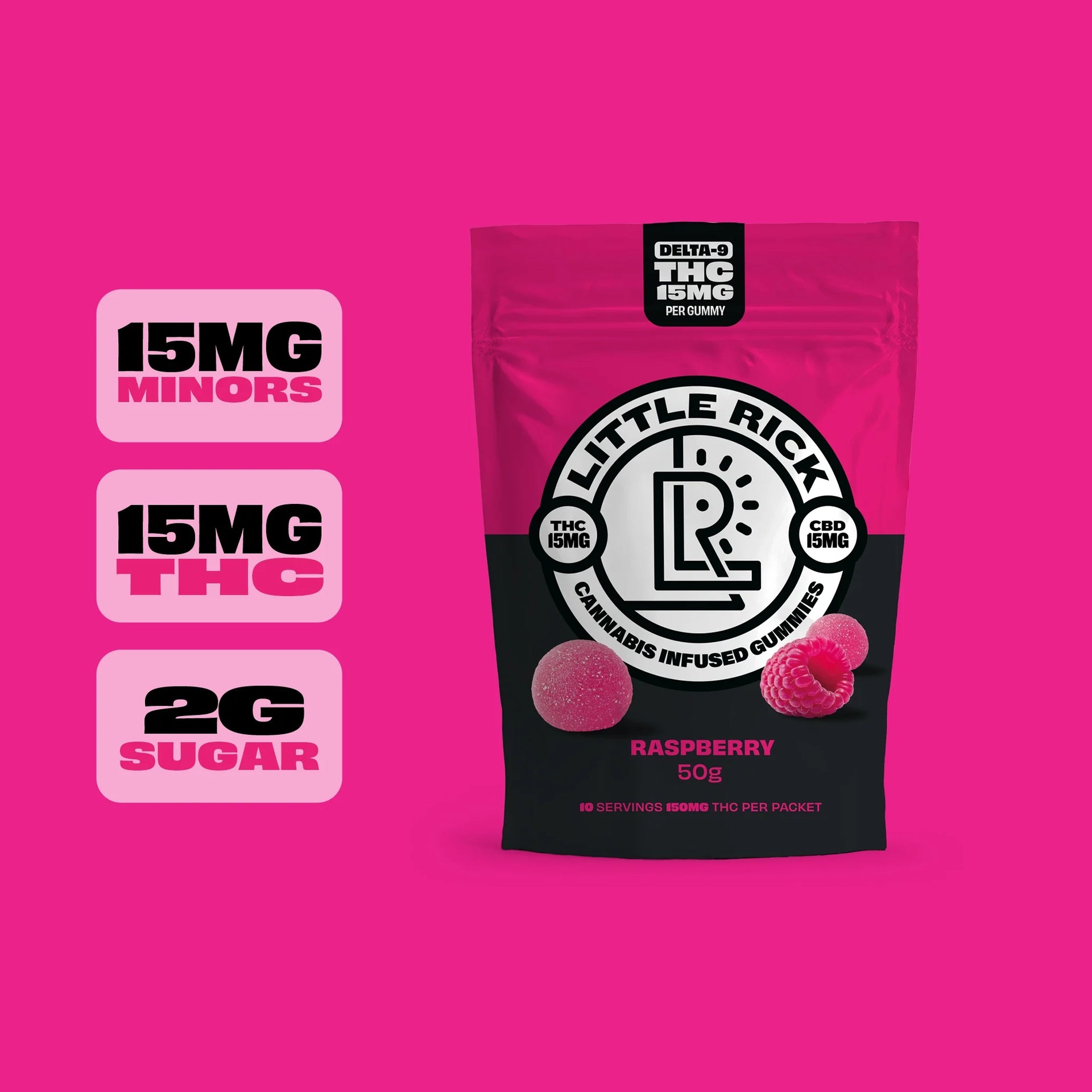 Raspberry - Rapid Onset 15mg Delta-9 THC Gummies