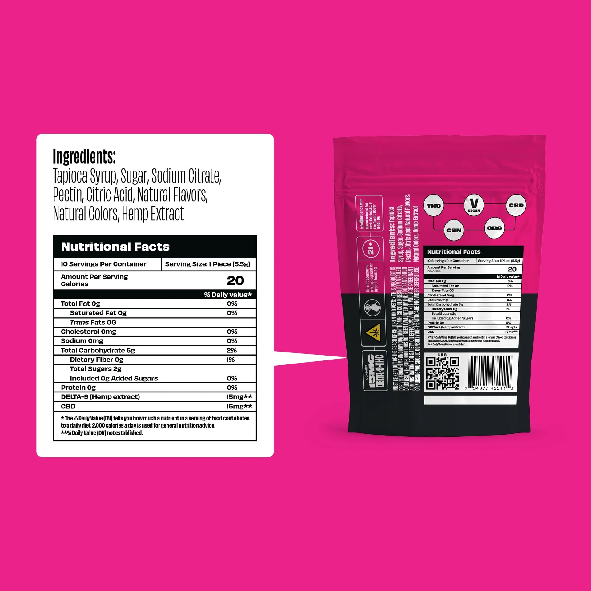 Raspberry - Rapid Onset 15mg Delta-9 THC Gummies