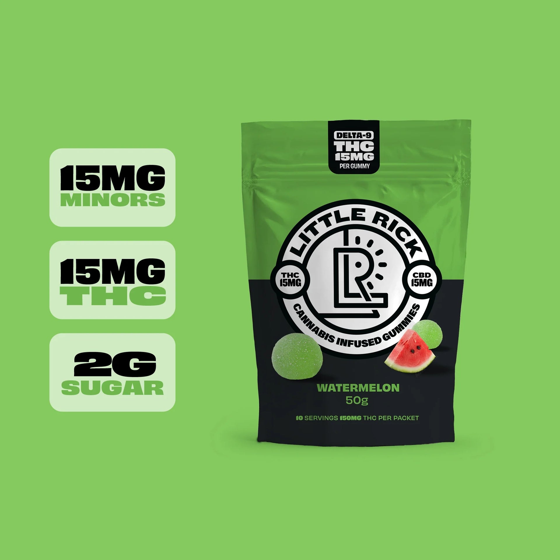 Watermelon - Rapid Onset 15mg Delta-9 THC Gummies