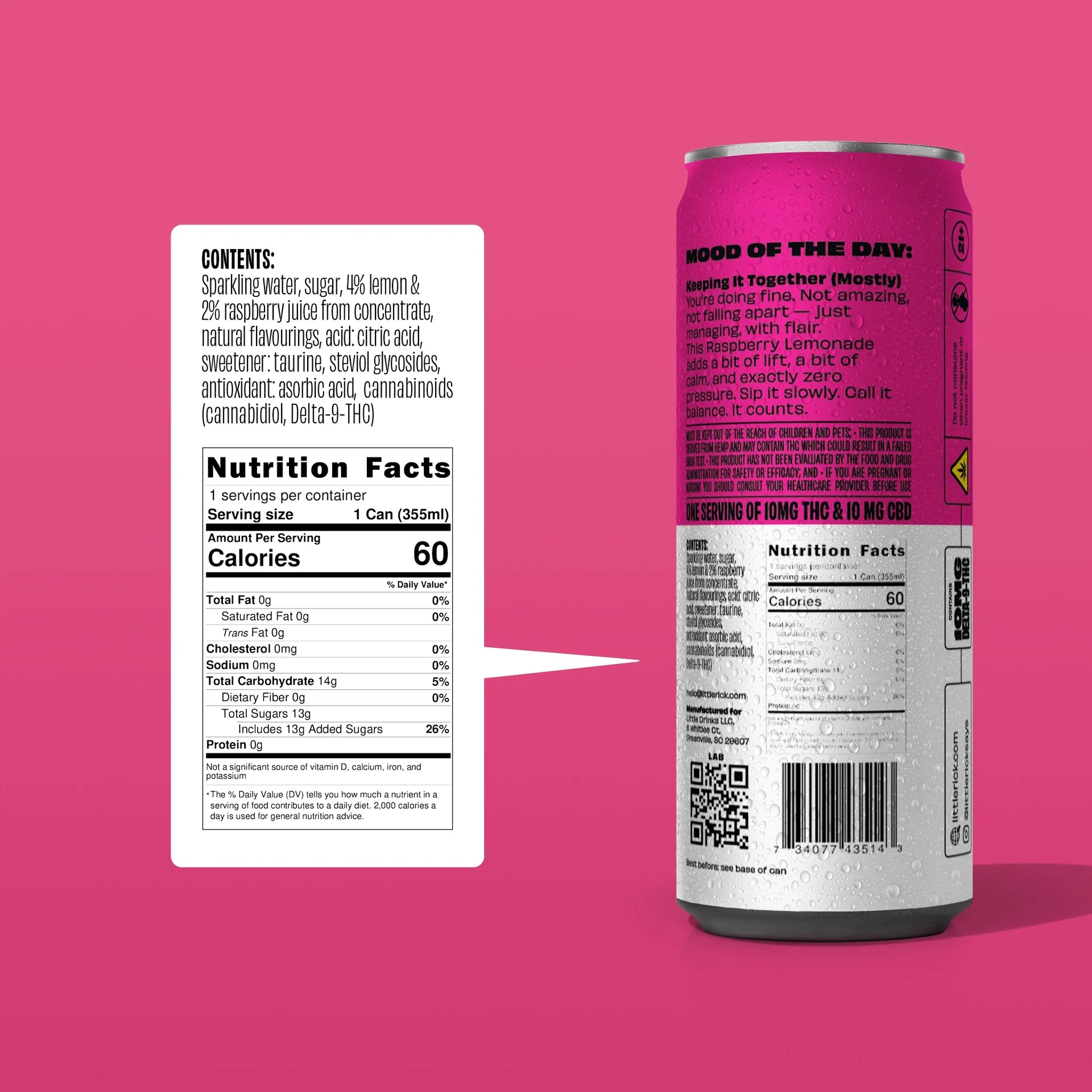 Raspberry Lemonade - 10mg THC Drink