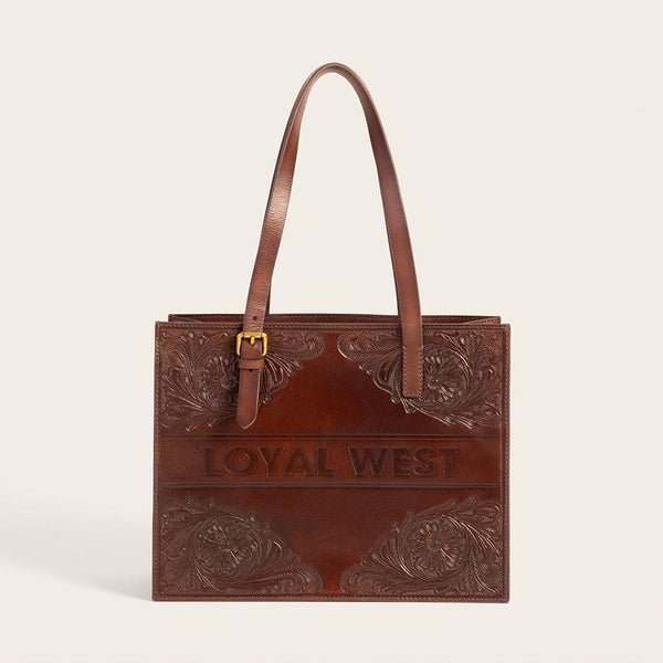 Loyal West Mivva Handtooled Medium Bag - Brunette Leather