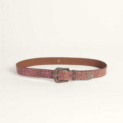 Loyal West Sophia Belt-Pink Floral Leather
