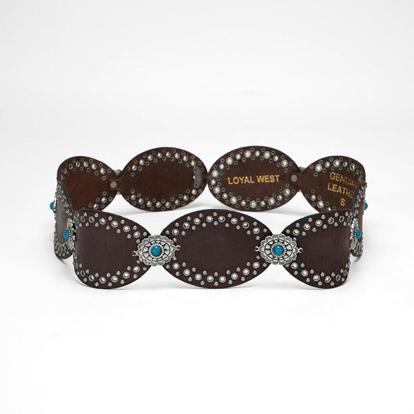 Loyal West Alta Buena Leather Belt In Calfskin-DARK BROWN