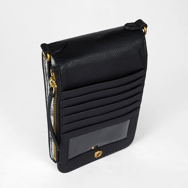 Loyal West SHELL PHONE BAG IN BLACK AND WHITE COWHIDE