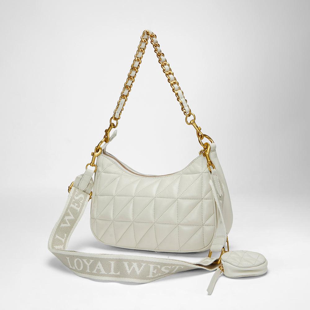 Loyal West JOE QUILTED NAPPA LEATHER BAG-WHITE