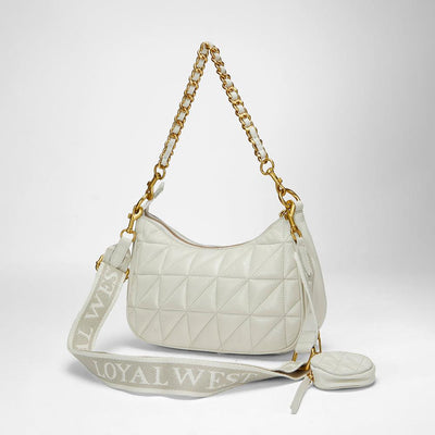 Loyal West JOE QUILTED NAPPA LEATHER BAG-WHITE