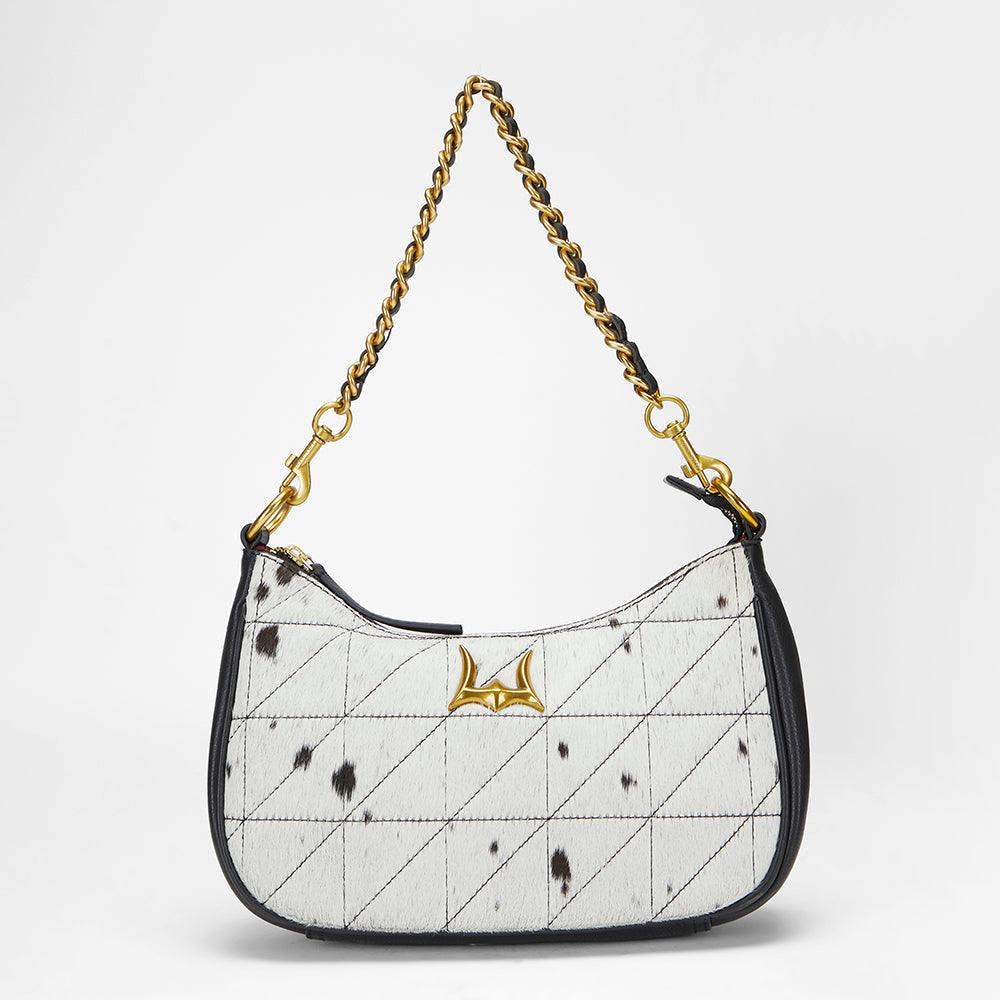 Loyal West JOE QUILTED NAPPA LEATHER BAG - BLACK & WHITE COWHIDE
