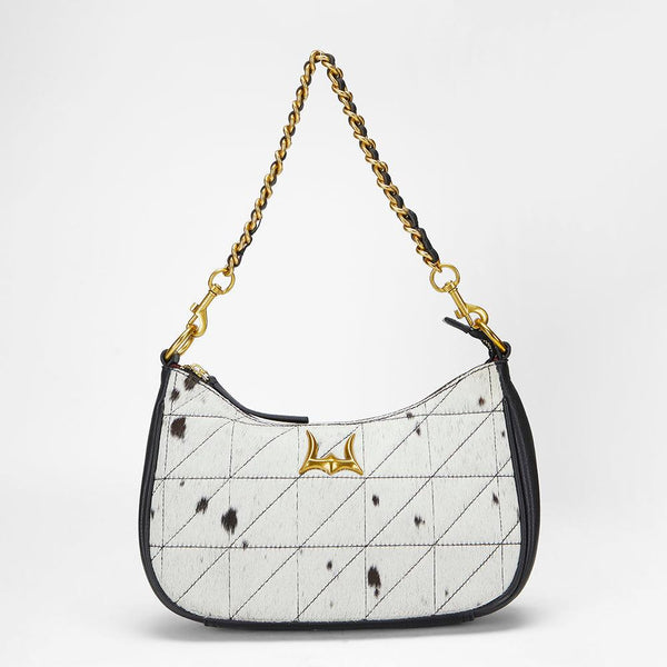 Loyal West JOE QUILTED NAPPA LEATHER BAG - BLACK & WHITE COWHIDE