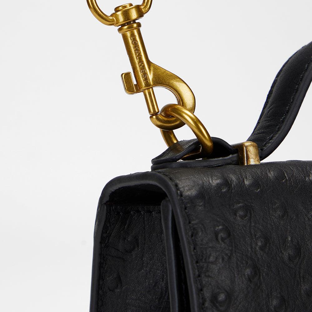 Loyal West VALENCIA OSTRICH LEATHER BAG - BLACK