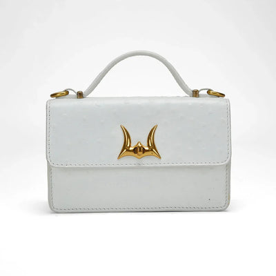 Loyal West VALENCIA OSTRICH LEATHER BAG - WHITE