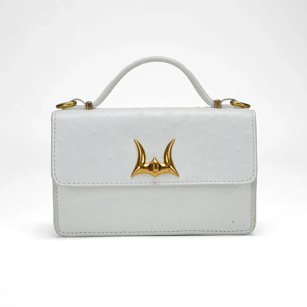 Loyal West VALENCIA OSTRICH LEATHER BAG - WHITE