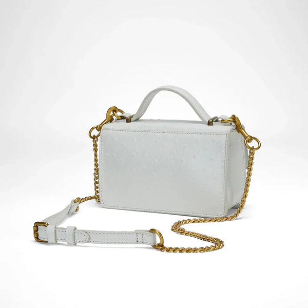 Loyal West VALENCIA OSTRICH LEATHER BAG - WHITE