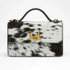 Loyal West VALENCIA OSTRICH LEATHER BAG - BLACK & WHITE COWHIDE